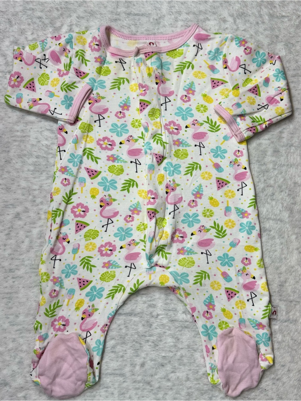 Magnetic Me E=MC Flamingo Tropical Footie Sleeper 3-6M Baby Girl Cotton Summer